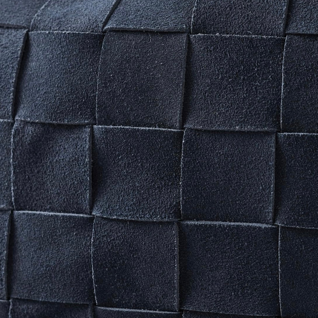 Genuine Lamb Leather Cushion Pillow Cover - Navy