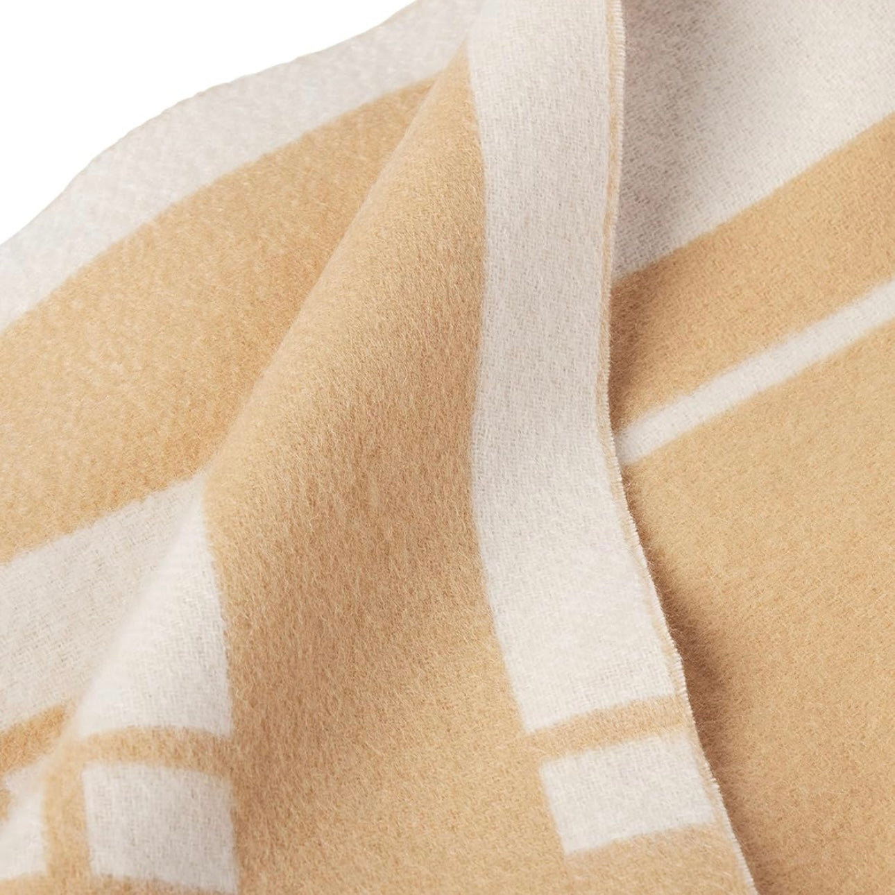 Reversible Cashmere Throw Blanket with Fringes