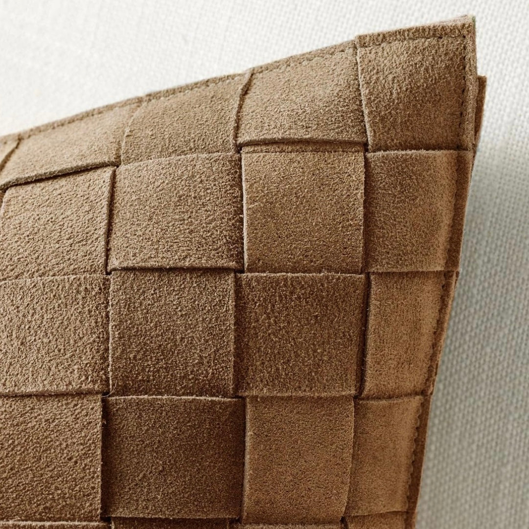 Genuine Lamb Leather Cushion Pillow Cover - Camel